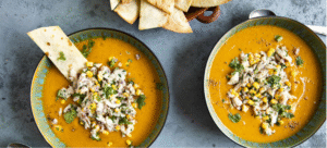 Warme pompoensoep met toppings